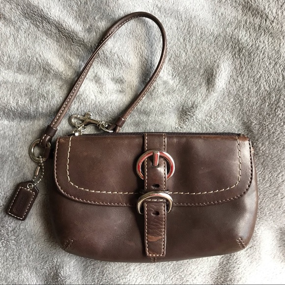Vintage Coach brown leather wristlet - Picture 1 of 5